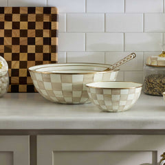 MacKenzie-Childs Mocha Check Enamel Medium Everyday Bowl