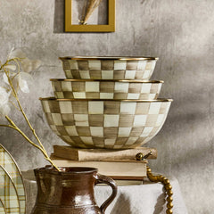 MacKenzie-Childs Mocha Check Enamel Medium Everyday Bowl