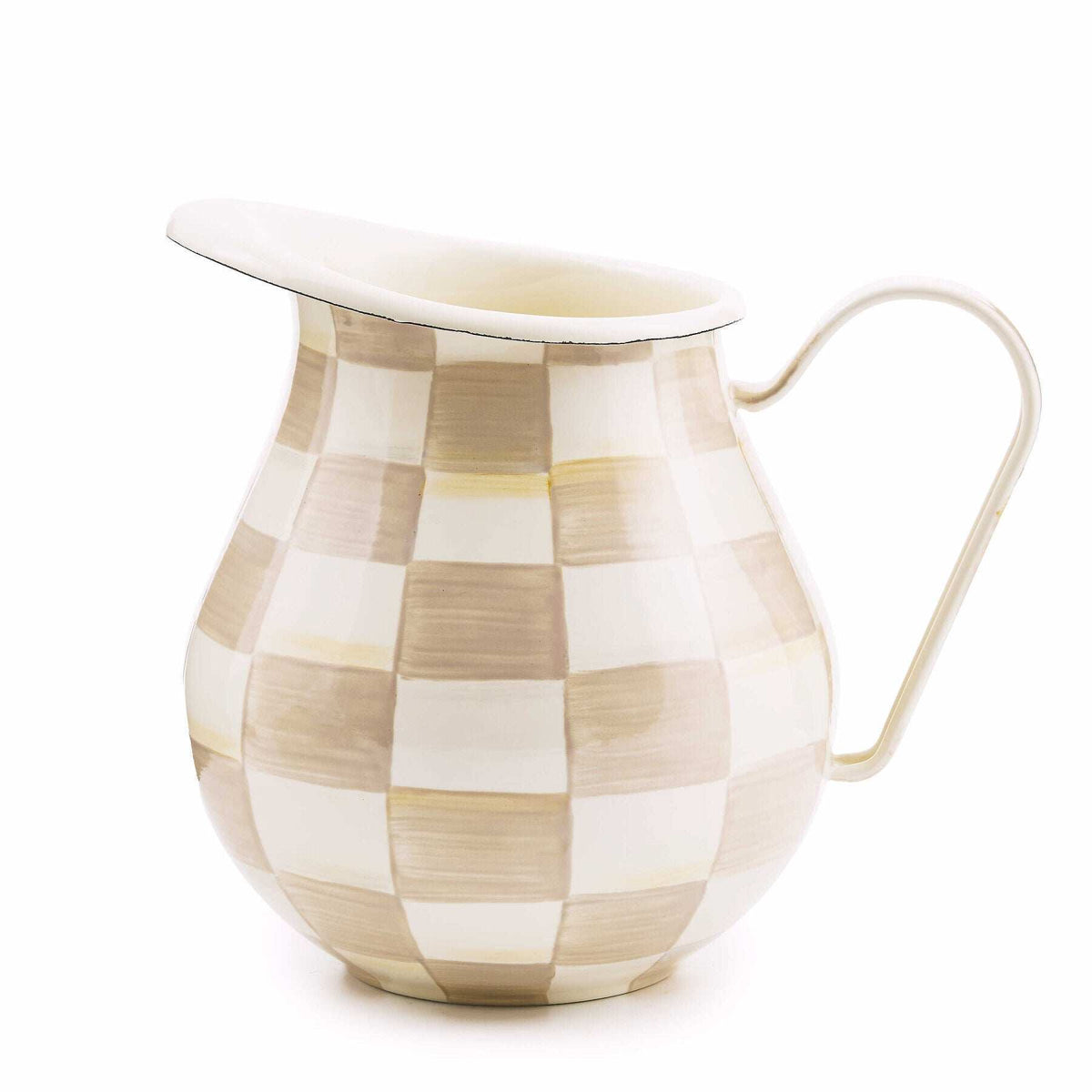 MacKenzie-Childs Mocha Check Enamel Pitcher – 2.84 L