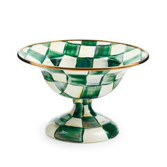 MacKenzie-Childs Emerald Check Enamel Small Compote