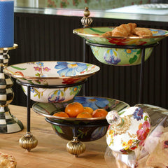 MacKenzie-Childs Flower Market Black Enamel Serving Bowl – 12-Inch
