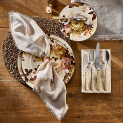 MacKenzie-Childs Wild Rose White Charger Plate