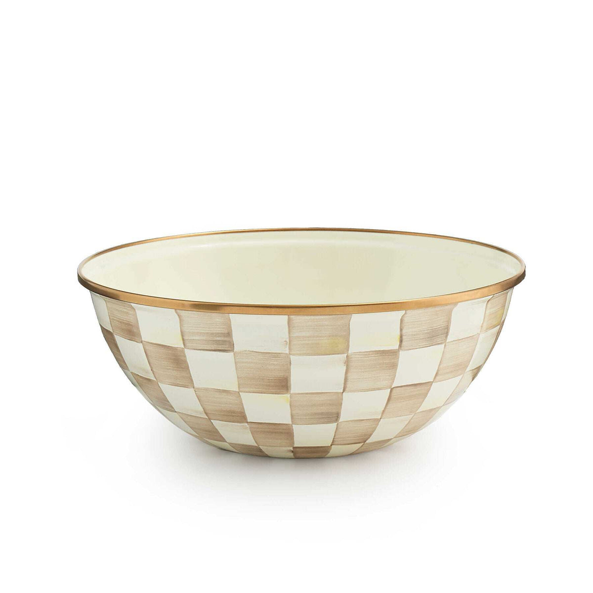 MacKenzie-Childs Mocha Check Enamel Medium Everyday Bowl