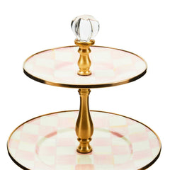 MacKenzie-Childs Rosy Check Three Tier Sweet Stand