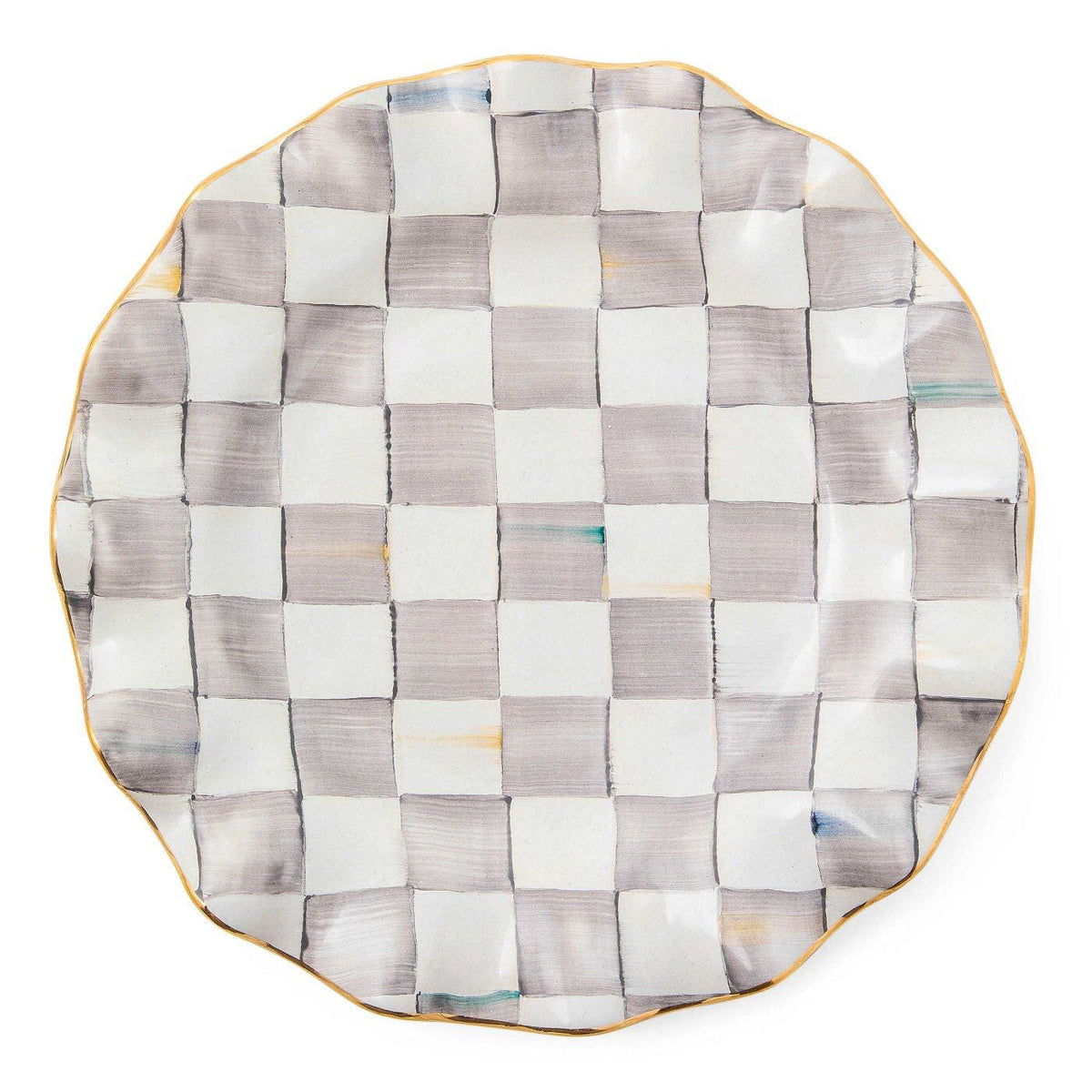 MacKenzie-Childs Sterling Check Ceramic Fluted Dinner Plate