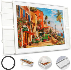 Rotating Puzzle Board with Drawers and Cover, Tilt & Lazy Susan