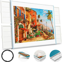 Rotating Puzzle Board with Drawers and Cover, Tilt & Lazy Susan