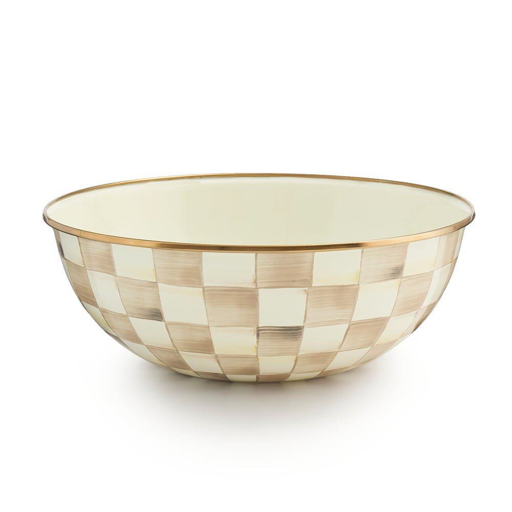 MacKenzie-Childs Mocha Check Enamel Extra Large Everyday Bowl