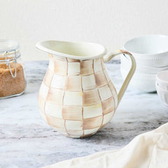 MacKenzie-Childs Mocha Check Enamel Pitcher – 2.84 L