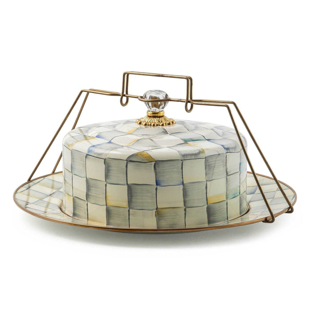 MacKenzie-Childs Sterling Check Cake Carrier