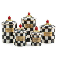 MacKenzie-Childs Courtly Check Enamel Canisters