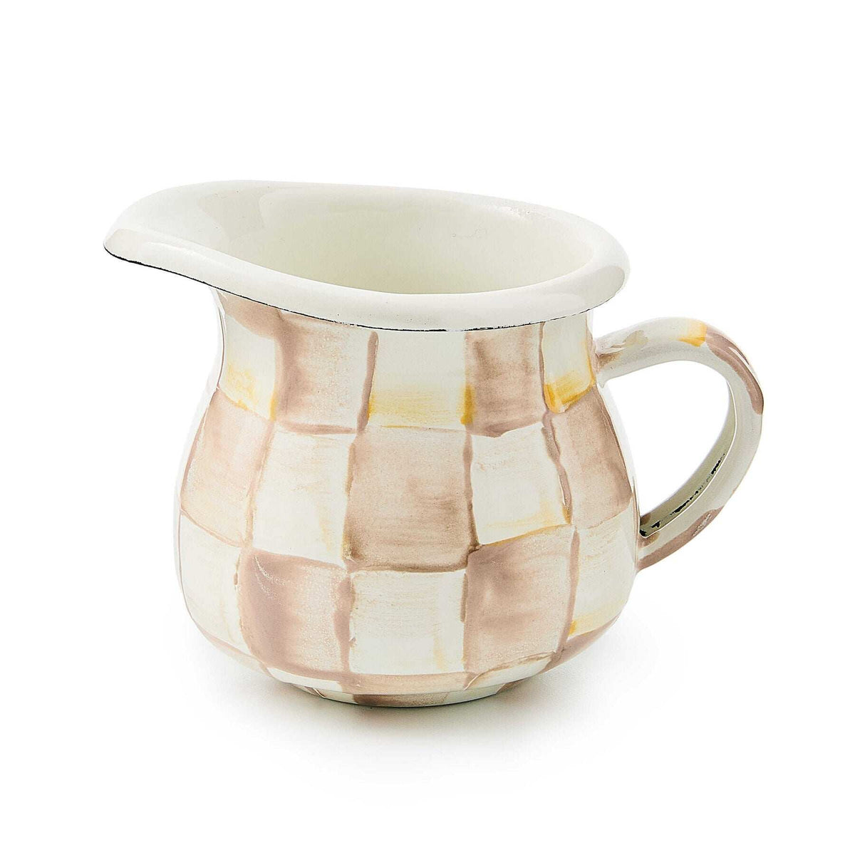 MacKenzie-Childs Mocha Check Enamel Little Creamer