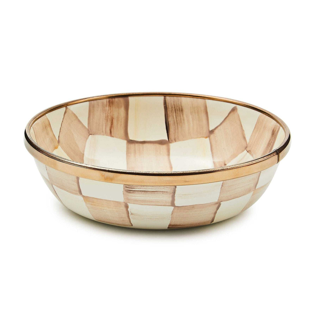 MacKenzie-Childs Mocha Check Enamel Relish Dish