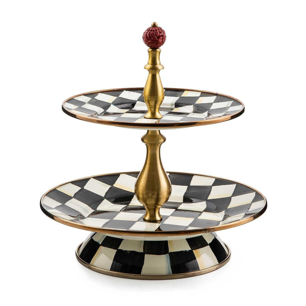MacKenzie-Childs Courtly Check Enamel Two Tier Sweet Stand