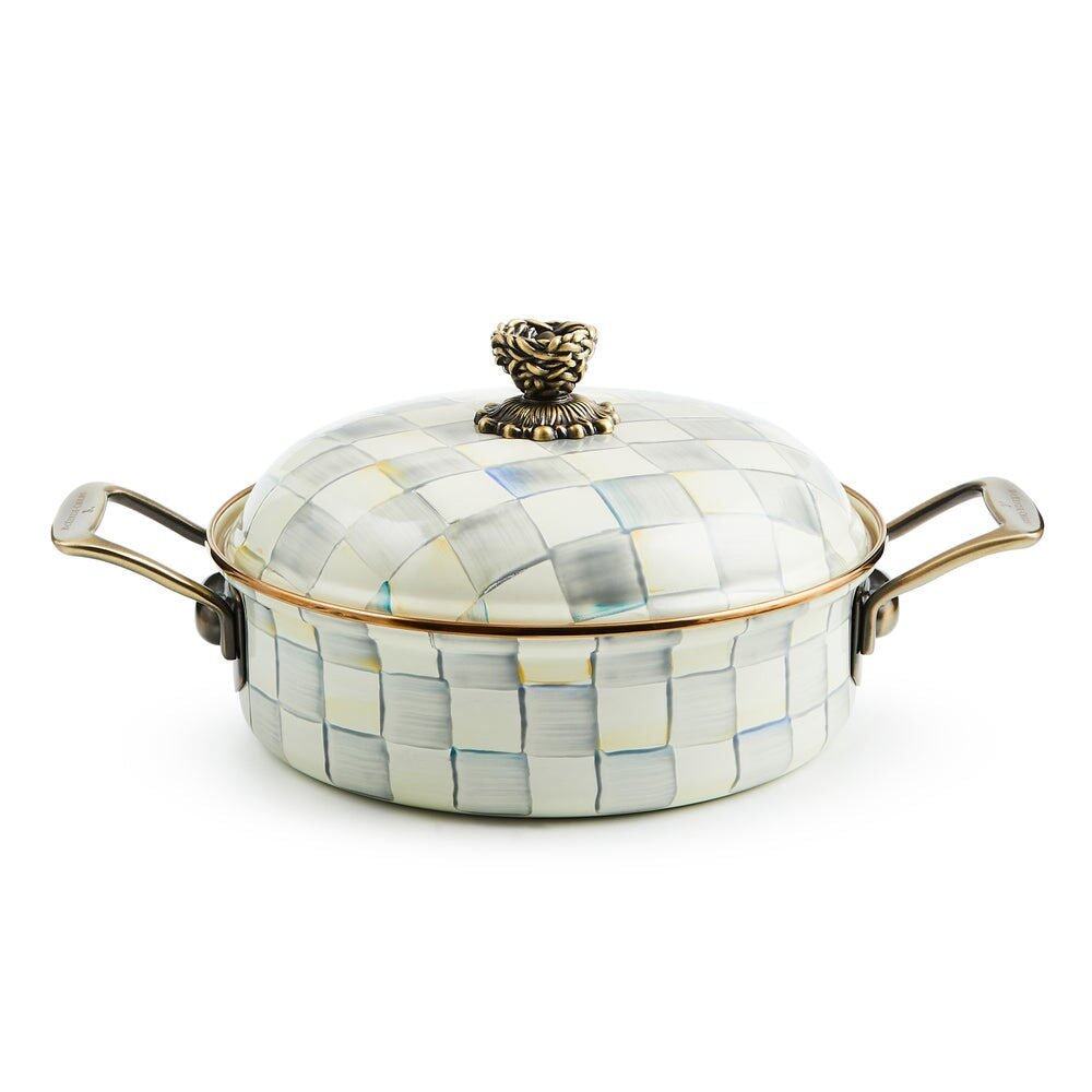 MacKenzie-Childs Sterling Check Enamel 3 Quart Casserole