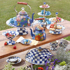 MacKenzie-Childs Flower Market Lapis Blue Enamel Tea Kettle – 2.84 L