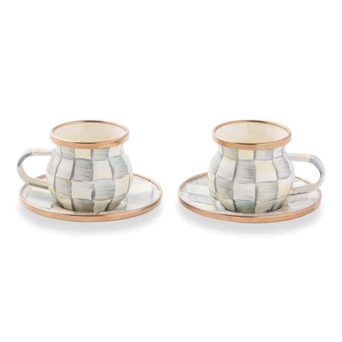 MacKenzie-Childs Sterling Check Enamel Espresso Cup & Saucer Set