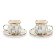 MacKenzie-Childs Sterling Check Enamel Espresso Cup & Saucer Set