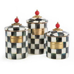 MacKenzie-Childs Courtly Check Enamel Canisters