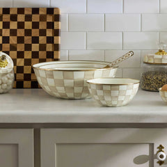 MacKenzie-Childs Mocha Check Enamel Large Everyday Bowl