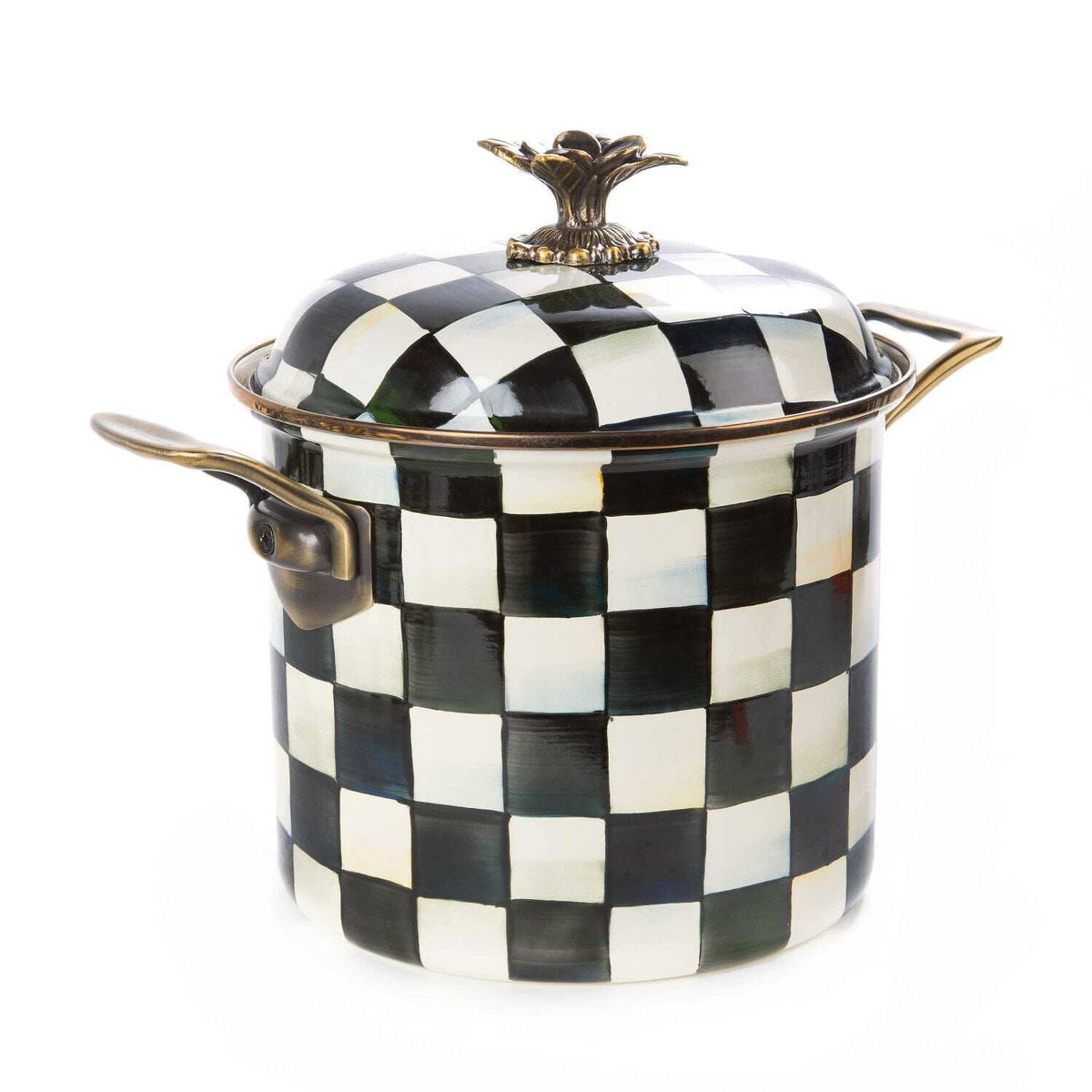 MacKenzie-Childs Courtly Check Enamel 7 Quart Stockpot