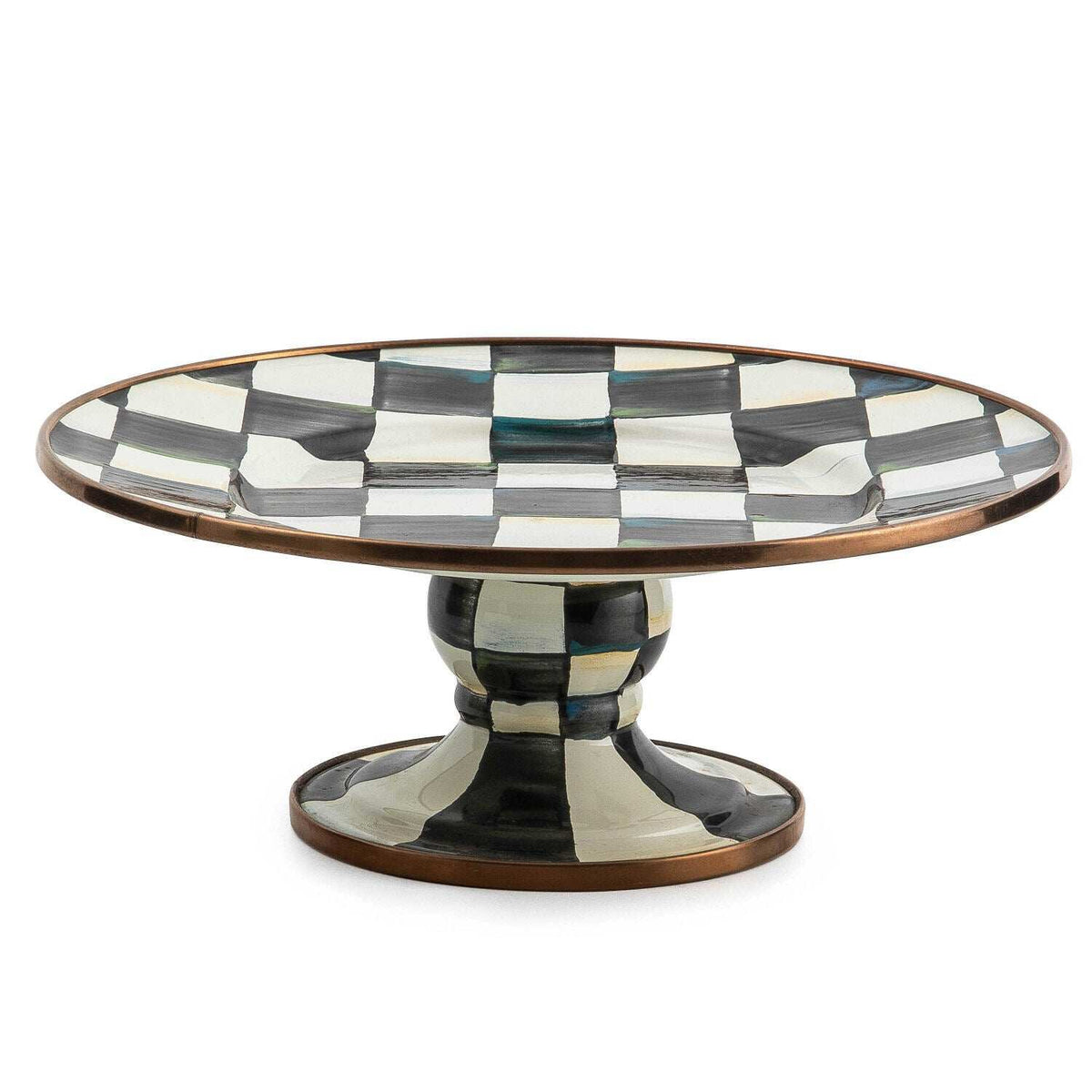 MacKenzie-Childs Courtly Check Enamel Mini Pedestal Platter
