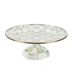 MacKenzie-Childs Sterling Check Enamel Small Pedestal Platter