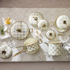 MacKenzie-Childs Sterling Check Enamel 3 Quart Casserole